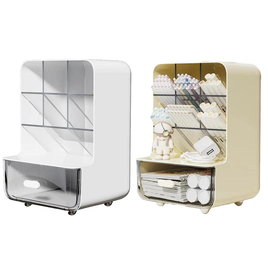 Slant Plug Pen Holder Stationery Organizer Desktop Clutter Storage Office Desk - Beige