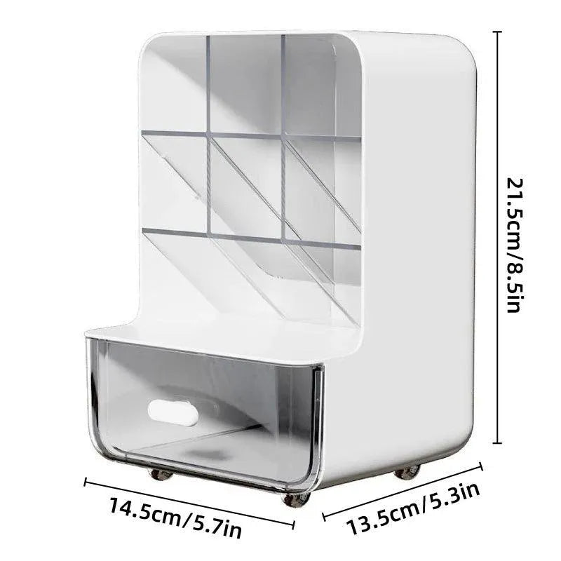 Slant Plug Pen Holder Stationery Organizer Desktop Clutter Storage Office Desk - Beige