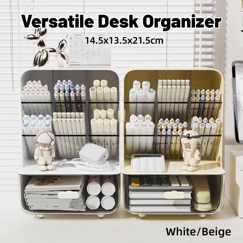 Slant Plug Pen Holder Stationery Organizer Desktop Clutter Storage Office Desk - Beige