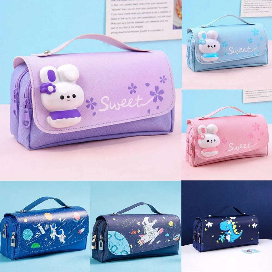 Functional Pencil Case Stationery Bag Pen Holder Storage Organizer for School - 02