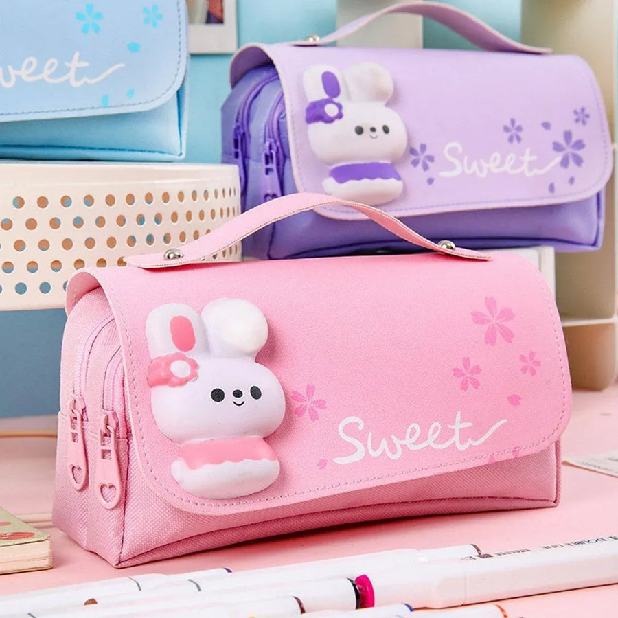 Functional Pencil Case Stationery Bag Pen Holder Storage Organizer for School - 02