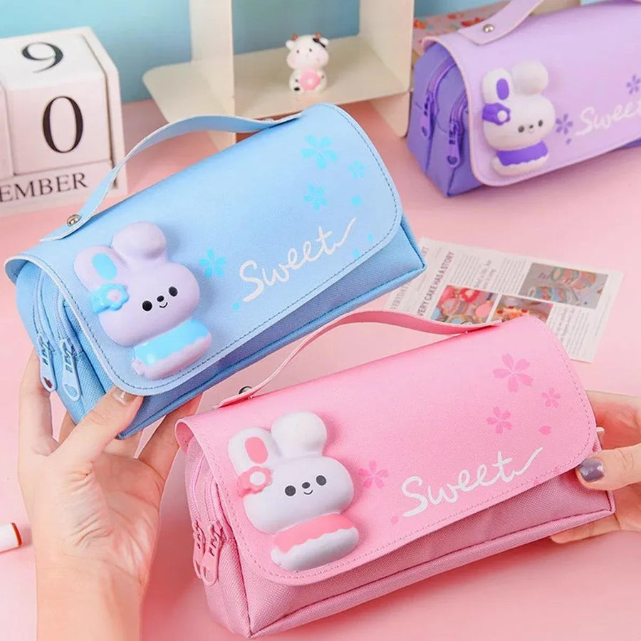 Functional Pencil Case Stationery Bag Pen Holder Storage Organizer for School - 06