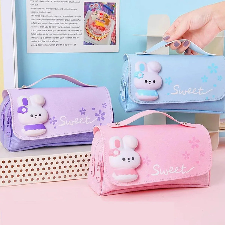 Functional Pencil Case Stationery Bag Pen Holder Storage Organizer for School - 06