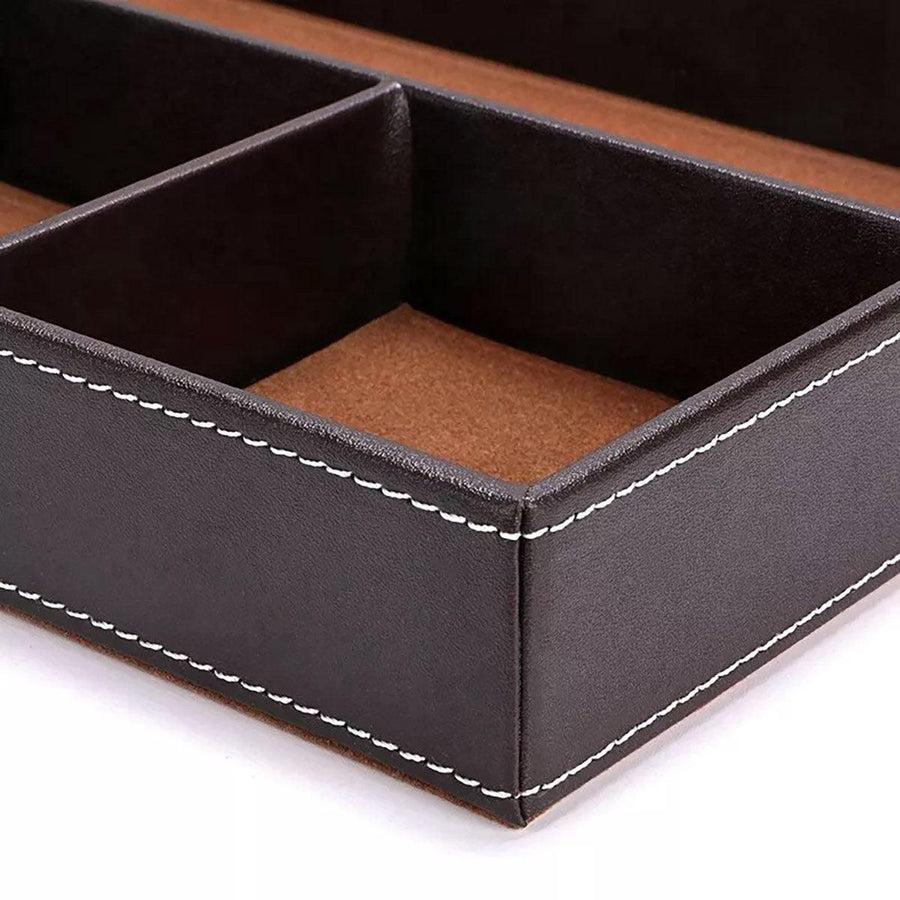 Leather Desktop Organizer Multi-functional Storage Tray Key Jewellery Box