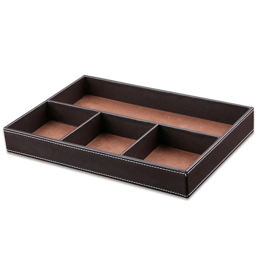 Leather Desktop Organizer Multi-functional Storage Tray Key Jewellery Box