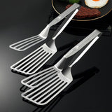 Stainless Steel Steak Tongs Multi-Functional Kitchen Tool for BBQ and Fried Fish - Low Angle