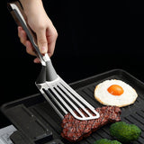 Stainless Steel Steak Tongs Multi-Functional Kitchen Tool for BBQ and Fried Fish - Top-Down View