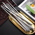 10 Pairs Korean Style Stainless Steel Chopsticks Mirror Polished Reusable