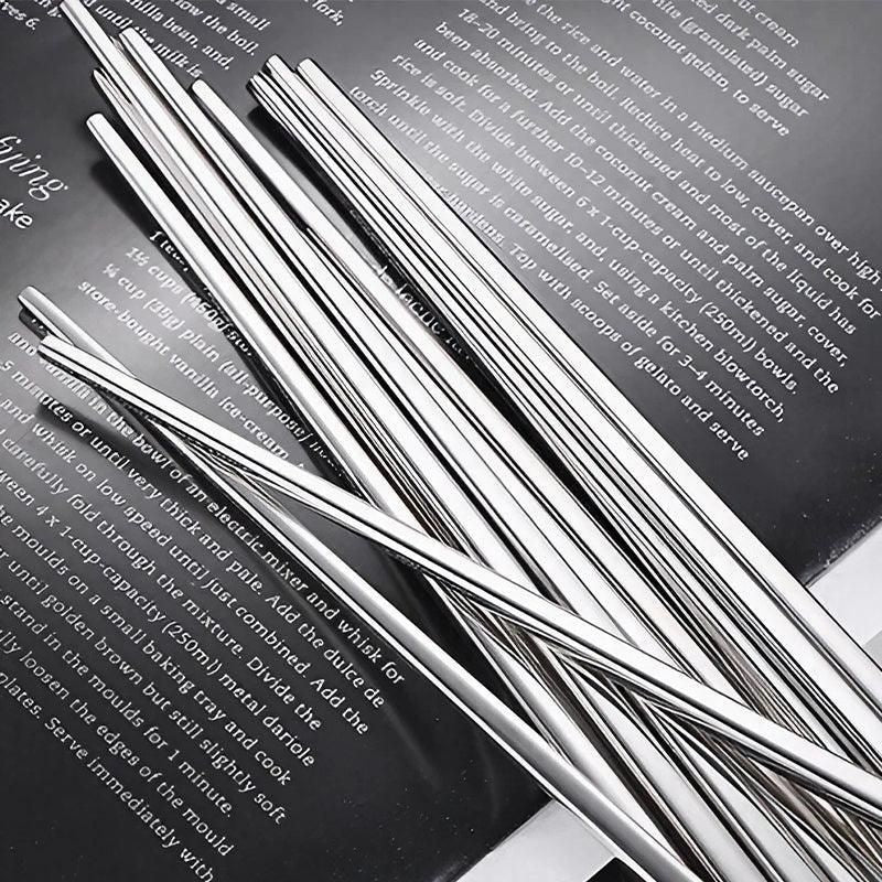10 Pairs Korean Style Stainless Steel Chopsticks Mirror Polished Reusable