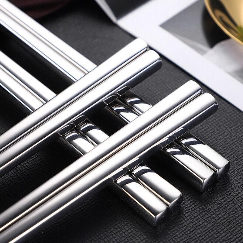 10 Pairs Korean Style Stainless Steel Chopsticks Mirror Polished Reusable