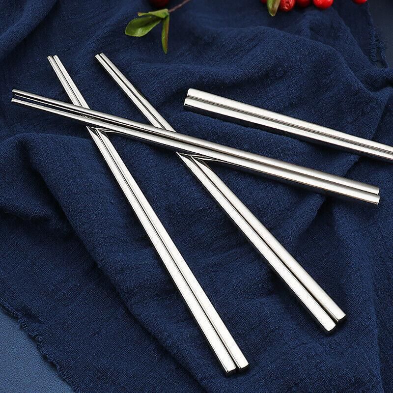 10 Pairs Korean Style Stainless Steel Chopsticks Mirror Polished Reusable
