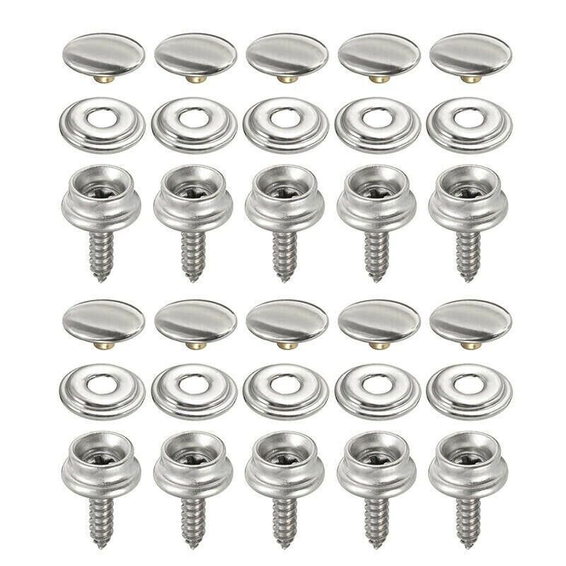 62Pcs Canvas Snap Fastener Kit with Stainless Screws and Tools for Marine Tent Cover