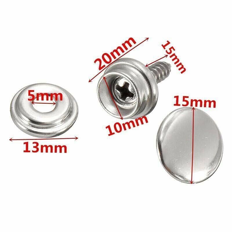 62Pcs Canvas Snap Fastener Kit with Stainless Screws and Tools for Marine Tent Cover