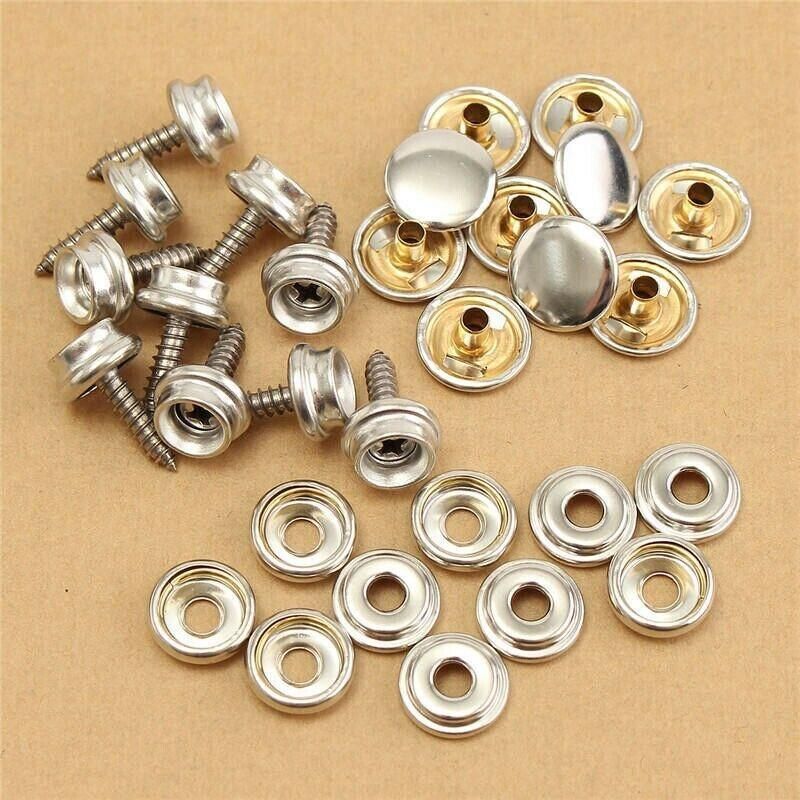 62Pcs Canvas Snap Fastener Kit with Stainless Screws and Tools for Marine Tent Cover