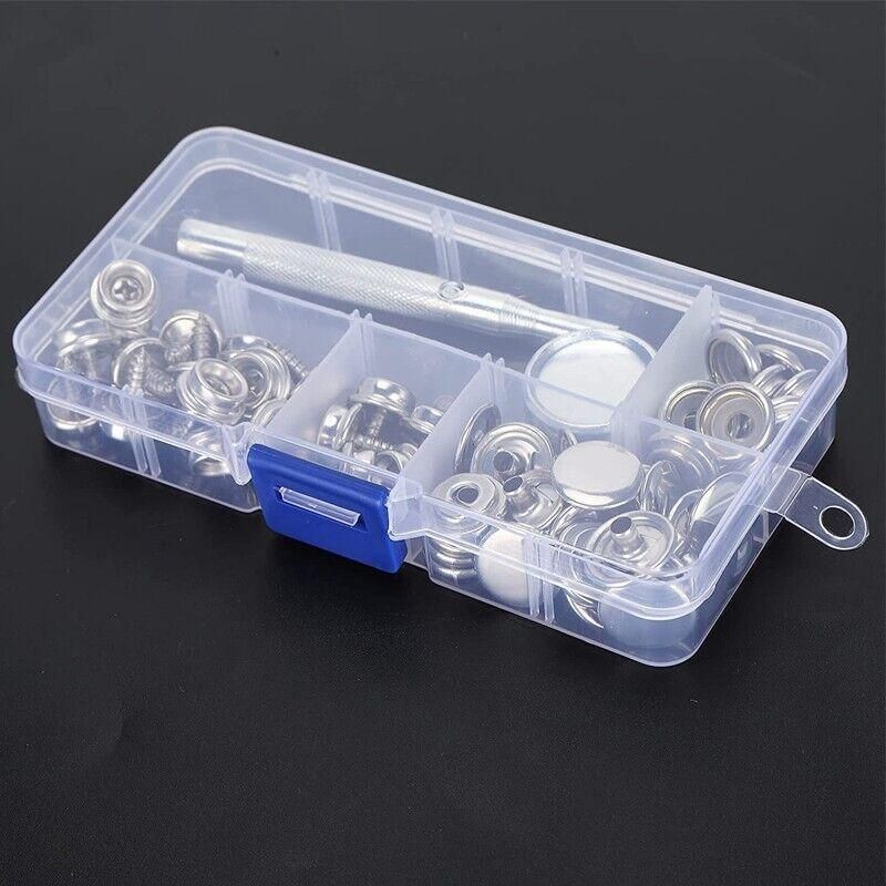 62Pcs Canvas Snap Fastener Kit with Stainless Screws and Tools for Marine Tent Cover