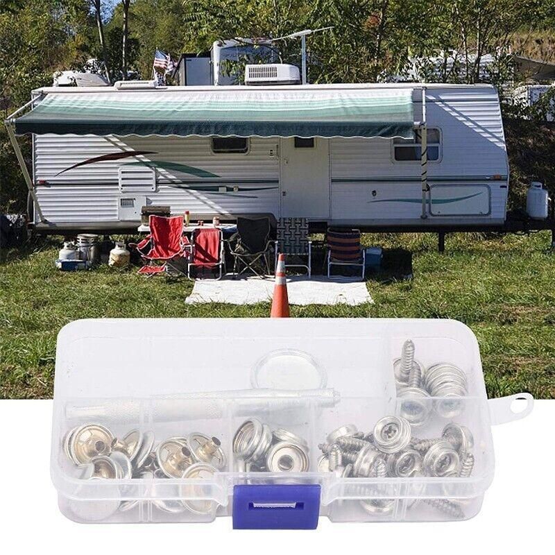 62Pcs Canvas Snap Fastener Kit with Stainless Screws and Tools for Marine Tent Cover