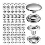 120PCS 15mm Stainless Steel Snap Fasteners Press Studs Cap Button Boat - Front View