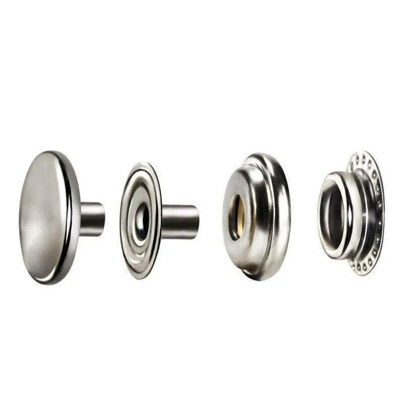 120PCS 15mm Stainless Steel Snap Fasteners Press Studs Cap Button Boat