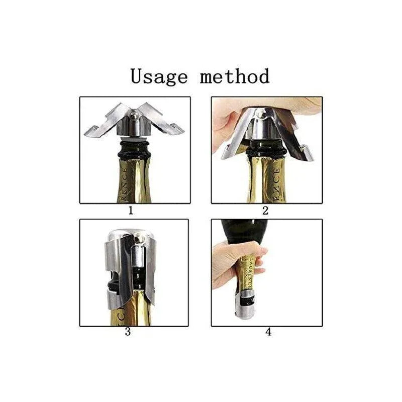 3X Stainless Steel Sparkling Wine Stopper Champagne Stopper Bubble Fizzy Bottles
