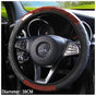 PU Leather Car Steering Wheel Cover With Mahogany Pattern 38cm Anti Slip Grip