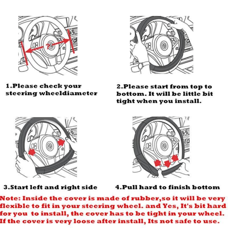 PU Leather Car Steering Wheel Cover With Mahogany Pattern 38cm Anti Slip Grip