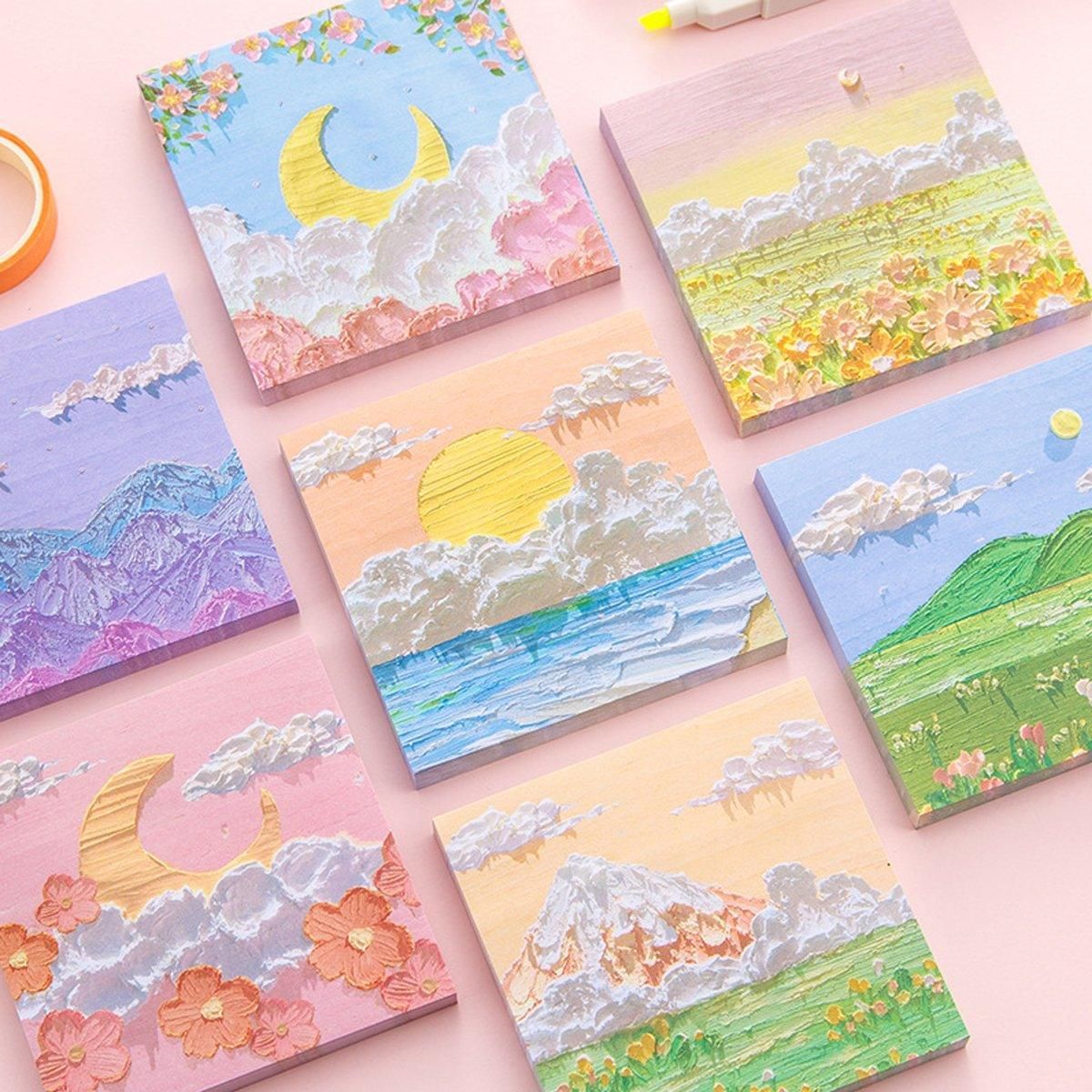 800 Sheets Colorful Oil Painting Sticky Notes Memo Pads Self-Adhesive Notes - 5#