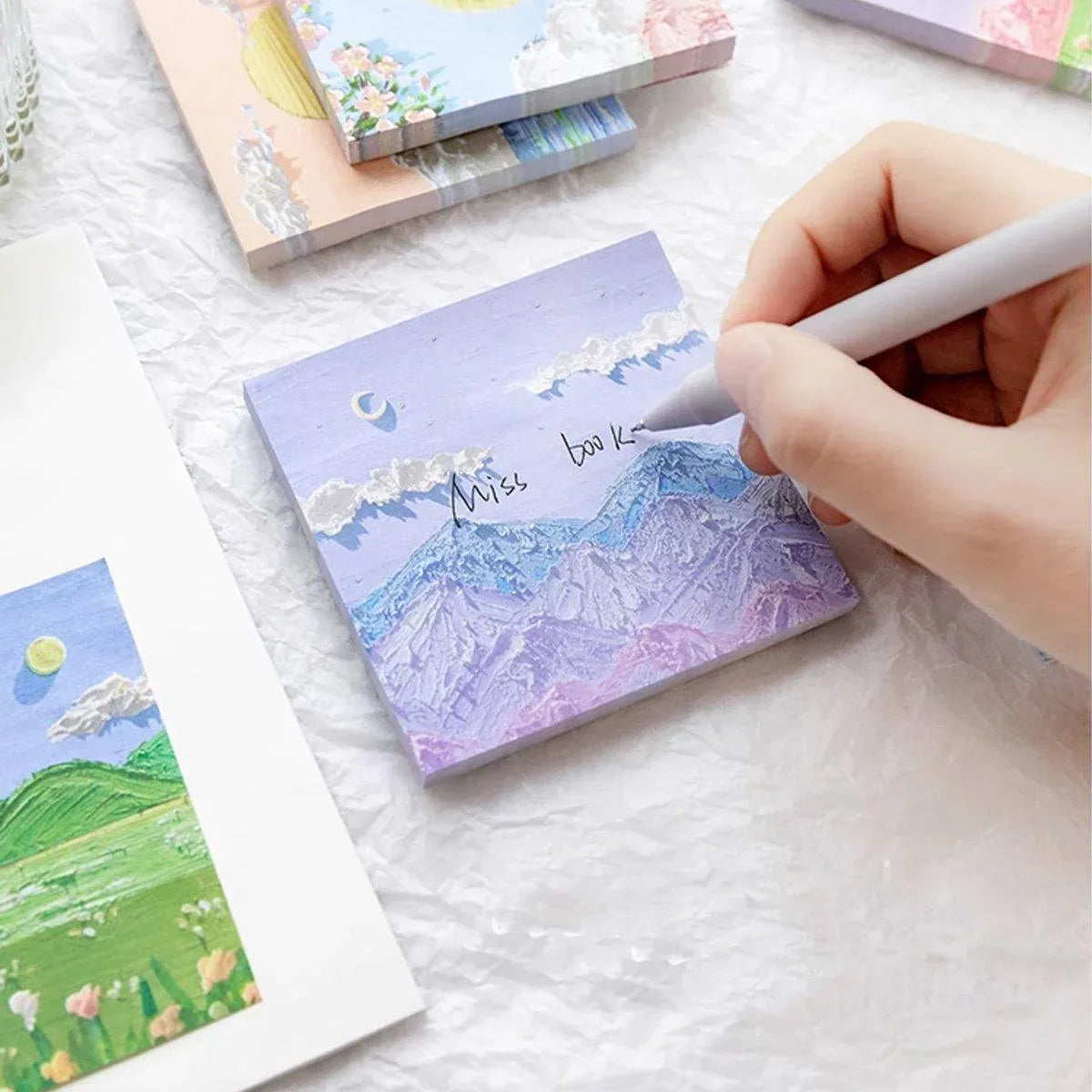 800 Sheets Colorful Oil Painting Sticky Notes Memo Pads Self-Adhesive Notes - 5#