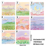 800 Sheets Colorful Oil Painting Sticky Notes Memo Pads Self-Adhesive Notes - 5# - Side View