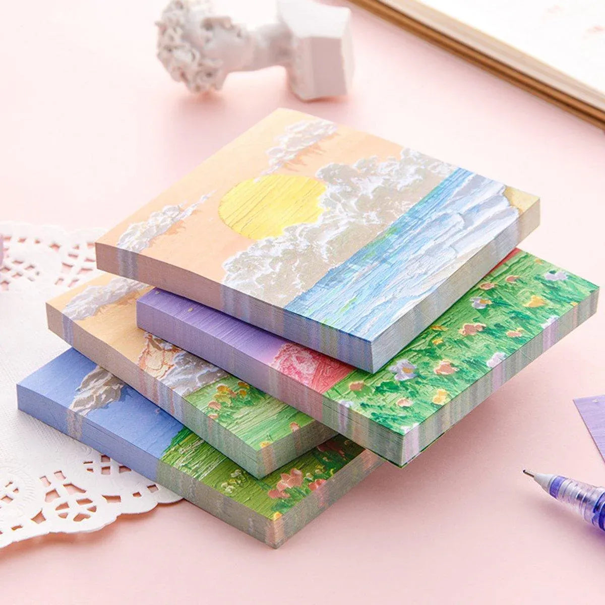 800 Sheets Colorful Oil Painting Sticky Notes Memo Pads Self-Adhesive Notes - 6#