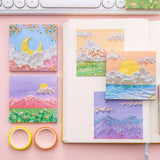 800 Sheets Colorful Oil Painting Sticky Notes Memo Pads Self-Adhesive Notes - 8# - 45-Degree Angle