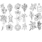15-Style Creative Student Graffiti Sticker Set Small Fresh Sticker - L-Hand Painted flower leaves
