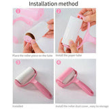 Sticky Lint Roller & 6 Refill Pet Dog Cat Hair Remover Clothes Car Dust Cleaning - Close-Up Angle