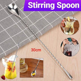 Stainless Steel Bar Wine Cocktail Mixing Twist Spoon Long Handle Drink Stirring