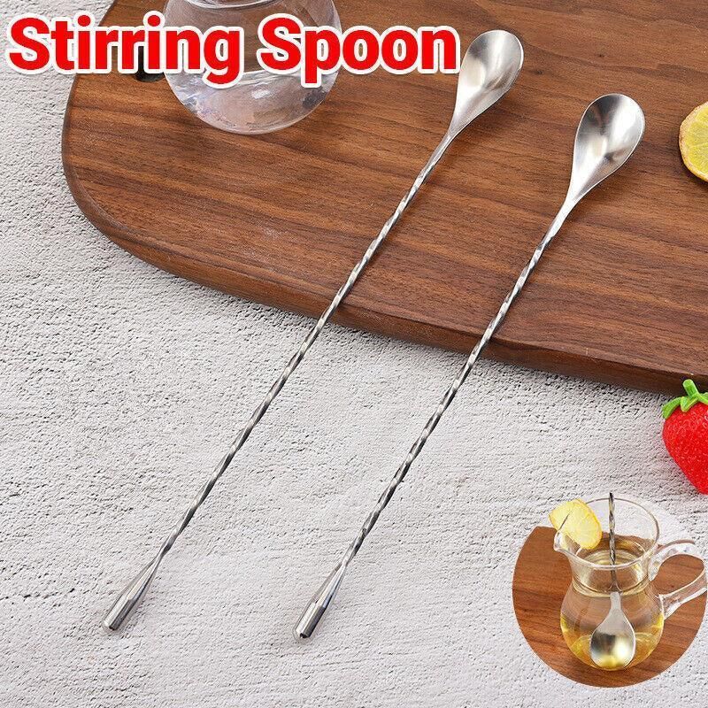 Stainless Steel Bar Wine Cocktail Mixing Twist Spoon Long Handle Drink Stirring