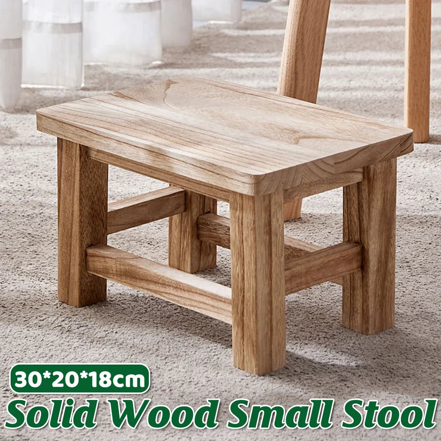Solid Wood Small Bench Living Room Low Stool Shoe Bench Sturdy Space Saving