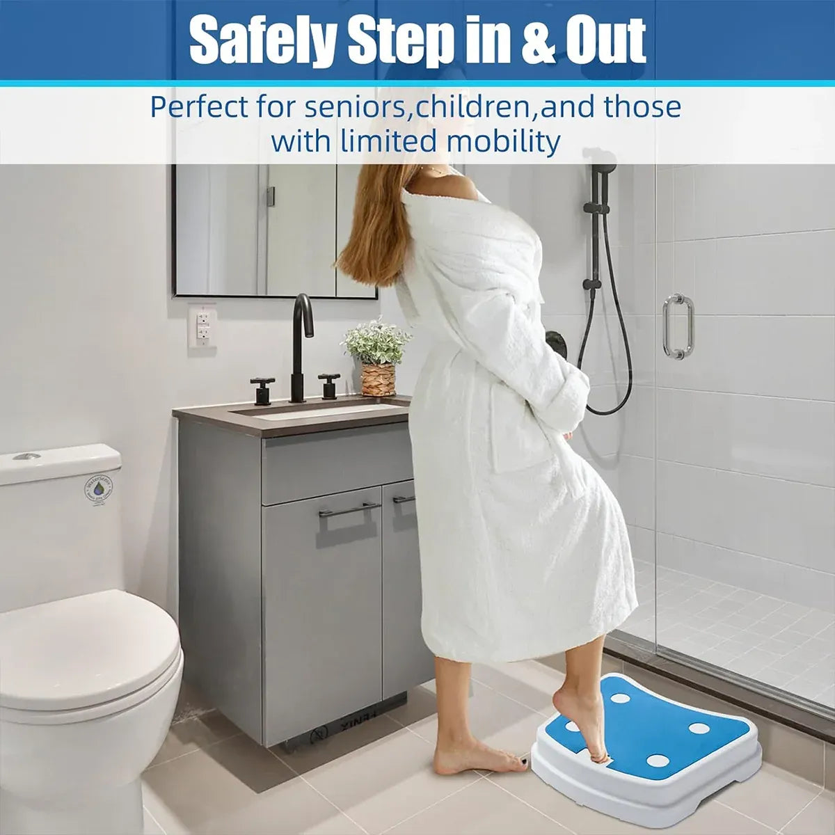 Stackable Bathroom Footstool Shower Seat Anti-Slip Durable Safe