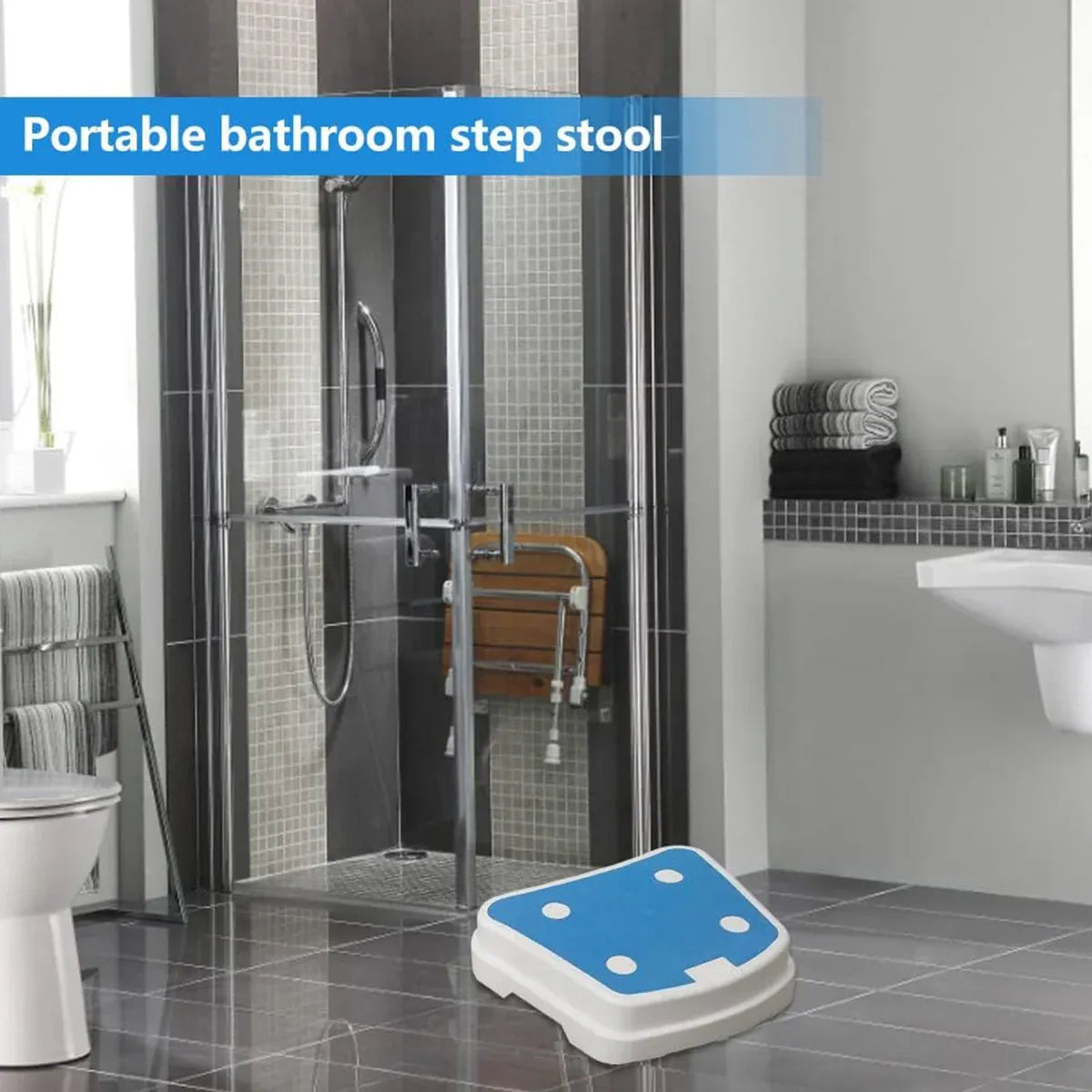 Stackable Bathroom Footstool Shower Seat Anti-Slip Durable Safe