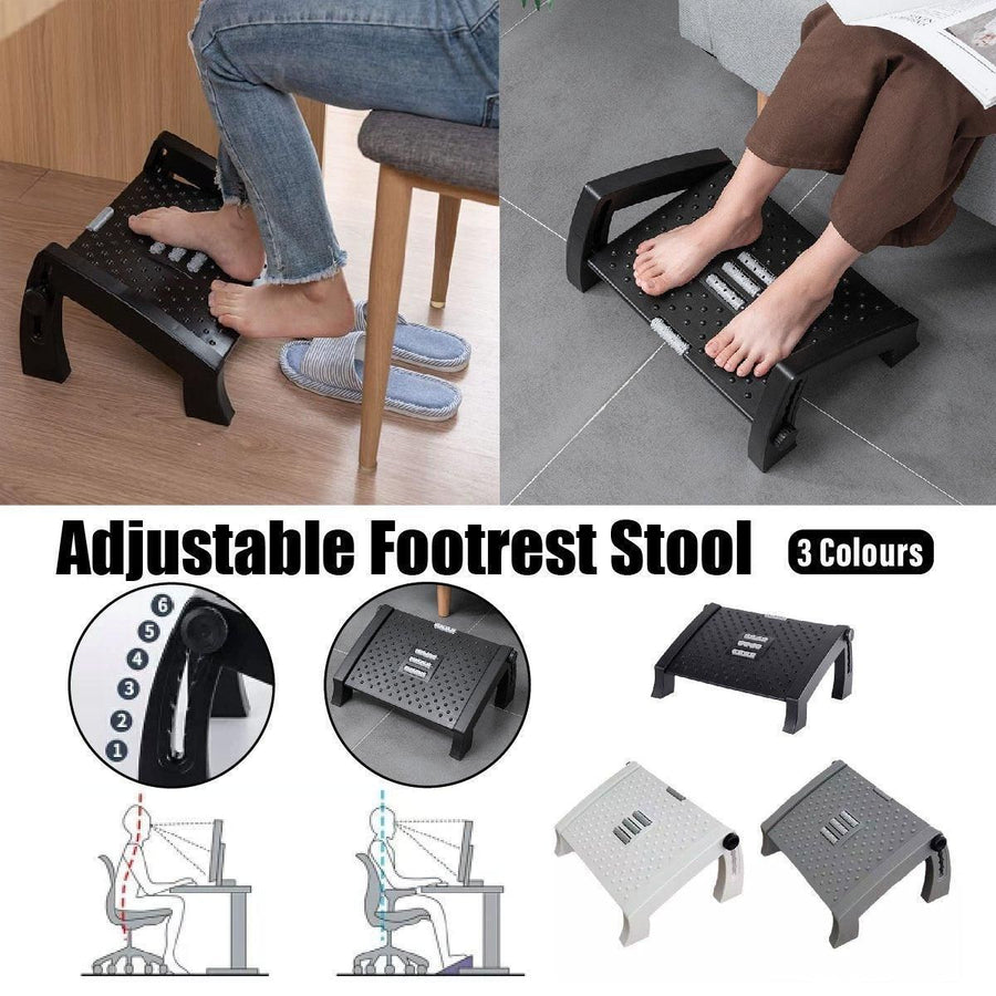 1PC Adjustable Office Foot Rest Pedal Stool Sofa Leg Support for Home or Desk Use - Grey