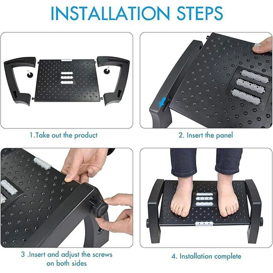 1PC Adjustable Office Foot Rest Pedal Stool Sofa Leg Support for Home or Desk Use - Grey