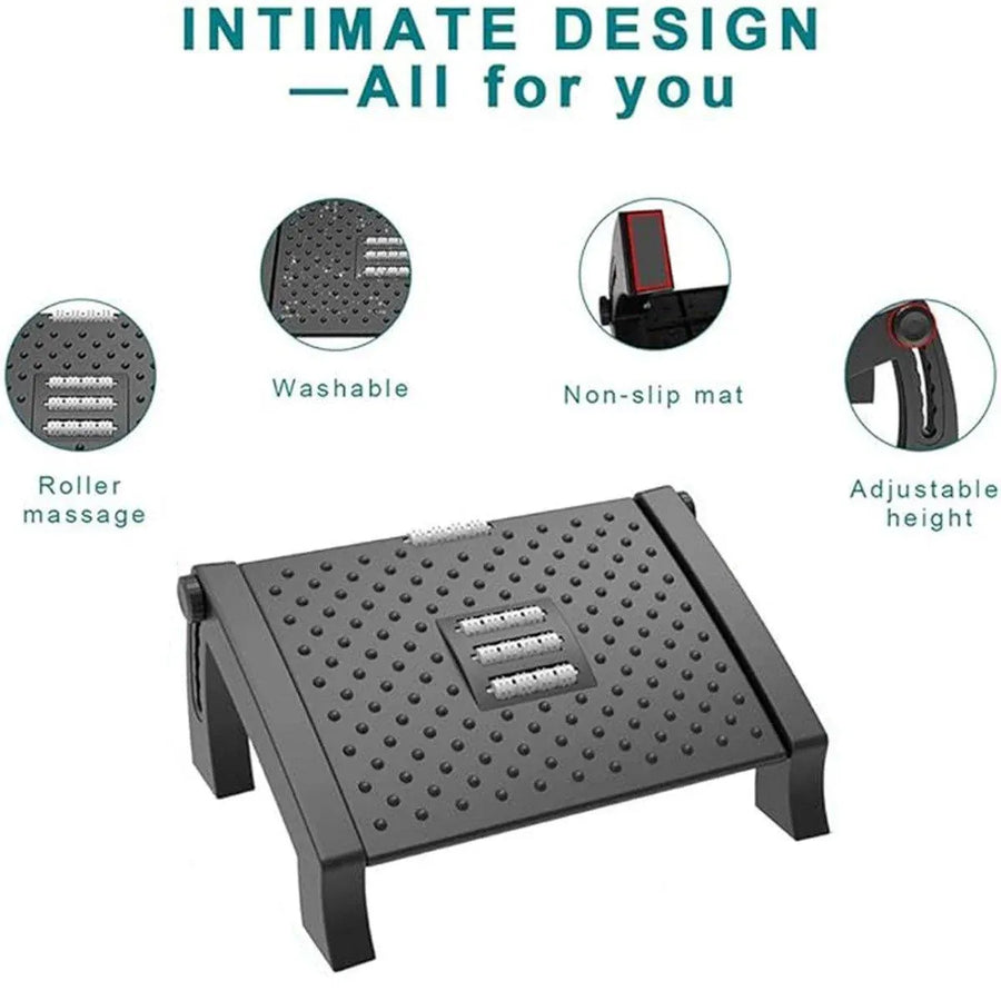 1PC Adjustable Office Foot Rest Pedal Stool Sofa Leg Support for Home or Desk Use - Grey
