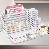Transparent Plastic Drawer Organiser Set Multifunctional Desktop Storage Box - 13PCS - Front View