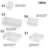 Transparent Plastic Drawer Organiser Set Multifunctional Desktop Storage Box - 13PCS - Extra Image