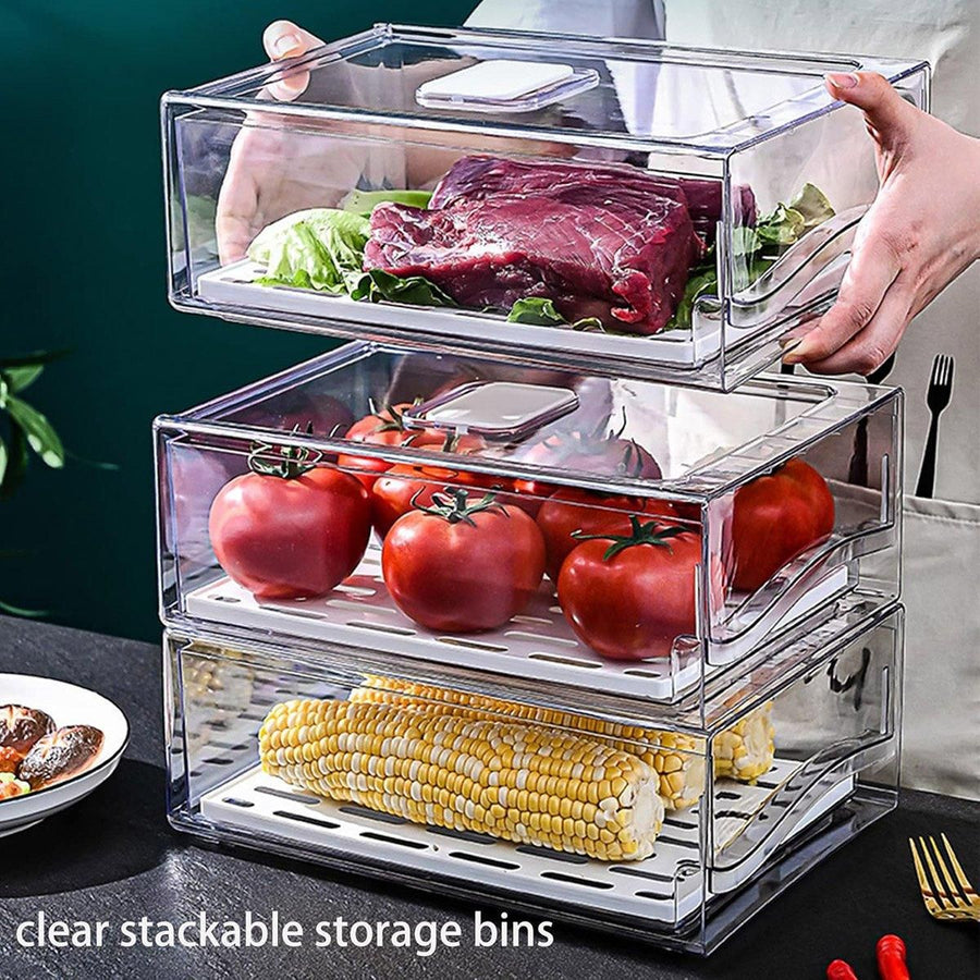 Kitchen Fridge Drawer Organiser Storage Boxes Refrigerator Storage Containers - 20cm