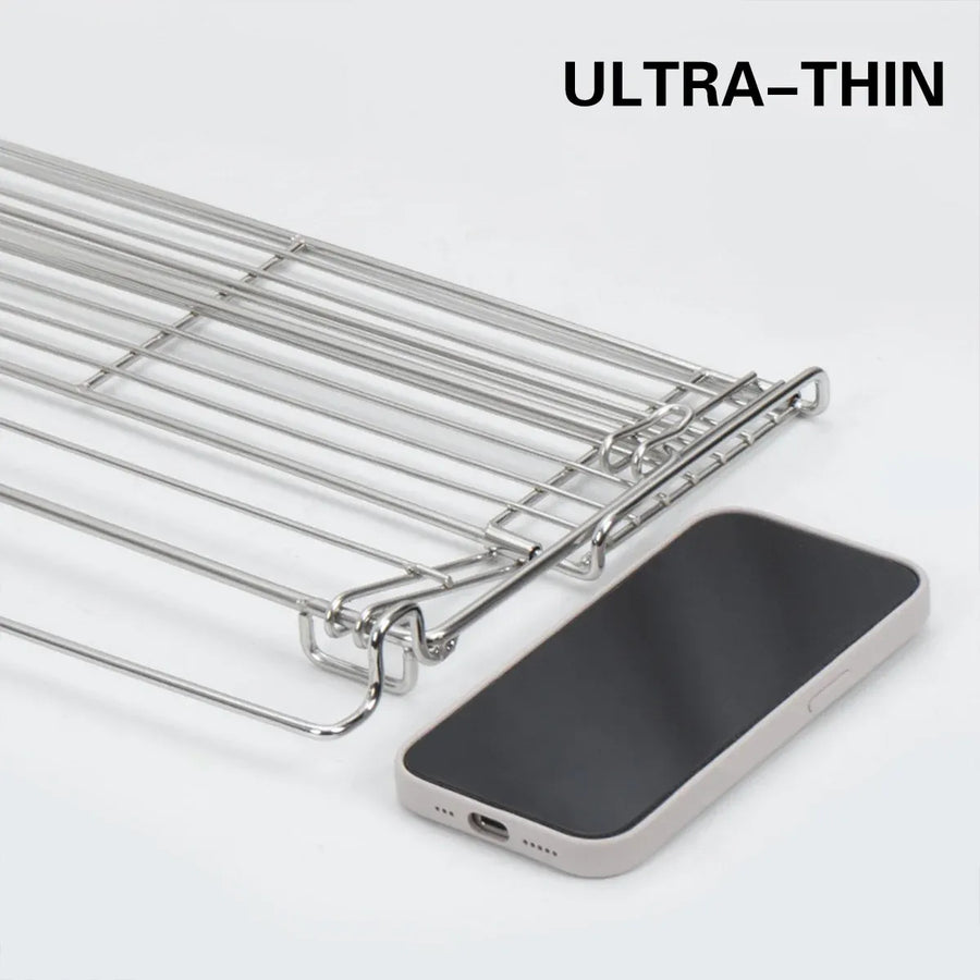 Folding Table Extension Rack Outdoor Camping Storage Shelf With Hanging Basket