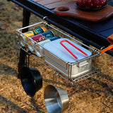Folding Table Extension Rack Outdoor Camping Storage Shelf With Hanging Basket - Extra Image