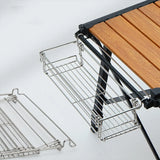 Folding Table Extension Rack Outdoor Camping Storage Shelf With Hanging Basket - Extra Image