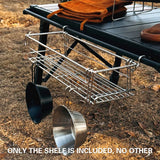 Folding Table Extension Rack Outdoor Camping Storage Shelf With Hanging Basket - Extra Image