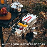 Folding Table Extension Rack Outdoor Camping Storage Shelf With Hanging Basket - Extra Image