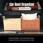 2pcs Felt Storage Basket Foldable Large Bear Basket Car Boot Basket for Dirty - Brown