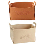 2pcs Felt Storage Basket Foldable Large Bear Basket Car Boot Basket for Dirty - Brown